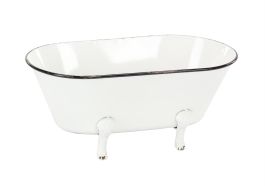 UMA White Metal Vintage Bathtub Indoor Outdoor Planter with Scrolled Feet, 20