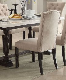 Acme Furniture Gerardo Upholstered Side Chair in Beige and Espresso (Set of 2) 60822 EST SHIP TIME APPX 4 WEEKS