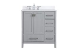 Elegant 32 In. Single Bathroom Vanity in Gray with Backsplash VF18832GR-BS