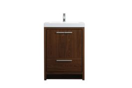 Elegant 24 In. Single Bathroom Vanity in Walnut VF46024MWT