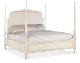 Hooker Furniture Americana Queen Upholstered Poster Bed in White 7050-90650-02