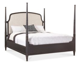 Hooker Furniture Americana Queen Upholstered Poster Bed in Black 7050-90650-89