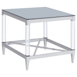 Coaster Lindley Square End Table with Acrylic Legs and Tempered Mirror Top Chrome in Chrome 709727