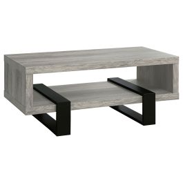 Coaster Dinard Coffee Table with Shelf Grey Driftwood in Grey Driftwood 720878
