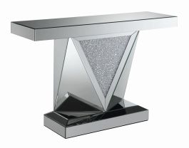 Coaster Furniture Gunilla Rectangular Sofa Table with Triangle Detailing in Silver 722509