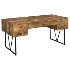 Coaster Analiese 4-drawer Writing Desk Antique Nutmeg in Rustic Nutmeg 800999