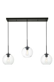 Elegant Baxter 3 Lights Black Pendant with Clear Glass LD2236BK