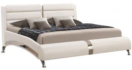 Coaster Felicity Queen Panel Bed with Metallic Legs in Glossy White 300345Q