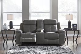 Jesolo DBL Reclining Loveseat with Console in Dark Gray 8670594