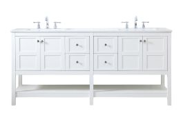Elegant 72 In. Double Bathroom Vanity in White VF16472DWH