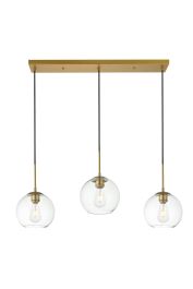 Elegant Baxter 3 Lights Brass Pendant with Clear Glass LD2236BR