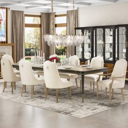 AICO Malibu Crest 9pc Rectangular Dining Room Set in Crotch Mahogany