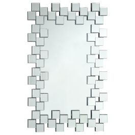Coaster Pamela Frameless Wall Mirror with Staggered Tiles Silver in Mirror 901838