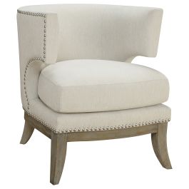 Coaster Jordan Dominic Barrel Back Accent Chair White and Weathered Grey in White 902559