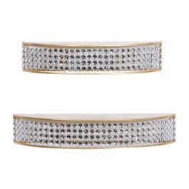 UMA Gold Metal Half-Moon Room Wall Shelf with Crystal Embellishments, Set of 2 5