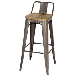 NPD Metropolis Low Back Bar Stool Wood Seat in Gunmetal (Set of 4) 938537-GM CLOSE 25