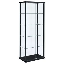 Coaster Delphinium 5-shelf Glass Curio Cabinet Black and Clear in Black 950170