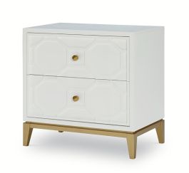 Legacy Chelsea Nightstand w/Decorative Lattice in White with Gold Accents 9781-3100 PROMO