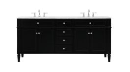Elegant 72 In. Double Bathroom Vanity in Black VF12572DBK