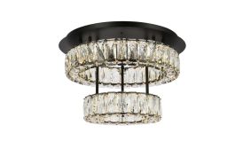 Elegant Monroe 18 In. Led Double Flush Mount in Black 3503F18L2BK