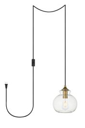 Elegant Destry 1 Light Brass Plug-In Pendant with Clear Glass LDPG2245BR
