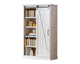 Martin Furniture Avondale 72″ Sliding Door Bookcase in White IMAE4872W