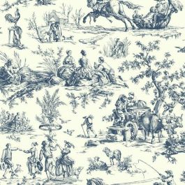 York Grandmillennial E29 Seasons Toile Wallpaper in Navy AF2000 (Double Roll) FedEx/UPS