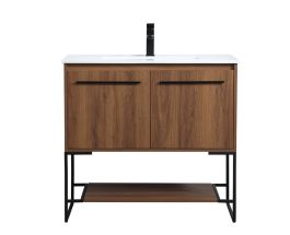 Elegant 36 In.  Single Bathroom Vanity in Walnut Brown VF42036WB CLOSEOUT