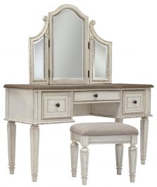 Realyn Vanity/Mirror/ Stool in Chipped White B743-22 FedEx/UPS