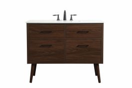 Elegant 42 In. Single Bathroom Vanity in Walnut VF41042MWT CLOSEOUT