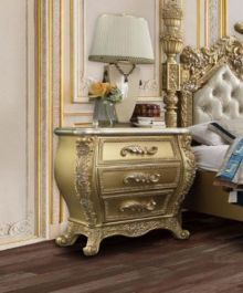 ACME Cabriole 3 Drawer Nightstand in Gold BD01464 EST SHIP TIME APPX 4 WEEKS