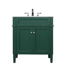 Elegant 30 In. Single Bathroom Vanity in Green VF12530GN