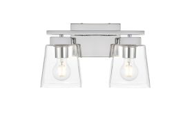 Elegant Merrick 2 Light Chrome and Clear Bath Sconce LD7312W14CH CLOSEOUT