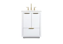 Elegant 24 In. Single Bathroom Vanity in White VF19424WH