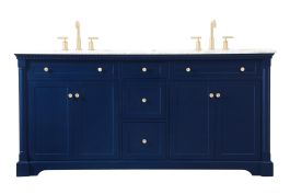 Elegant 72 In. Double Bathroom Vanity in Blue VF53072DBL