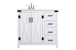 Elegant 36 In. Bathroom Vanity in White VF90236WH