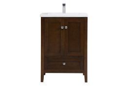 Elegant 24 In. Single Bathroom Vanity Set in Antique Coffee VF-2005