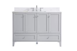 Elegant 48 In. Single Bathroom Vanity in Grey with Backsplash VF18048GR-BS