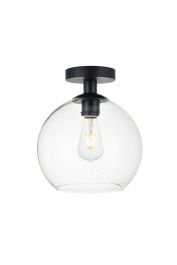 Elegant Baxter 1 Light Black Flush Mount with Clear Glass LD2210BK
