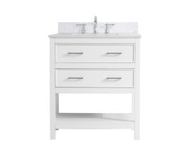 Elegant 30 In. Single Bathroom Vanity in White with Backsplash VF19030WH-BS