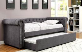 Furniture of America Leanna Twin Daybed with Trundle in Gray CM1027GY