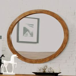 Furniture of America Lennart Oval Mirror in Oak CM7386A-MO