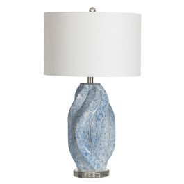 Crestview Collection Janice Swirl Table Lamp in Blue, Crystal, White CVAP2784 (1PC)