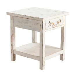 Crestview Collection Seaside End Table in Painted White CVFZR1521