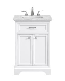 Elegant 24 In. Single Bathroom Vanity Set in White VF15024WH