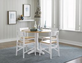 Progressive Furniture Christy 5-Piece Round Dining Table Set in Oak/White