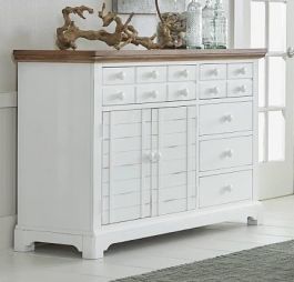 Progressive Furniture Shutters Server in Light Oak/Distressed White D884-56