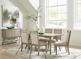 Progressive Furniture Beck 8-Piece Dining Table Set in Weathered Taupe