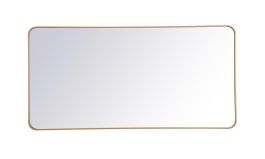 Elegant Soft Corner Metal Rectangular Mirror 30X60 In. in Brass MR803060BR