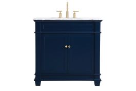 Elegant 36 In. Single Bathroom Vanity Set in Blue VF50036BL